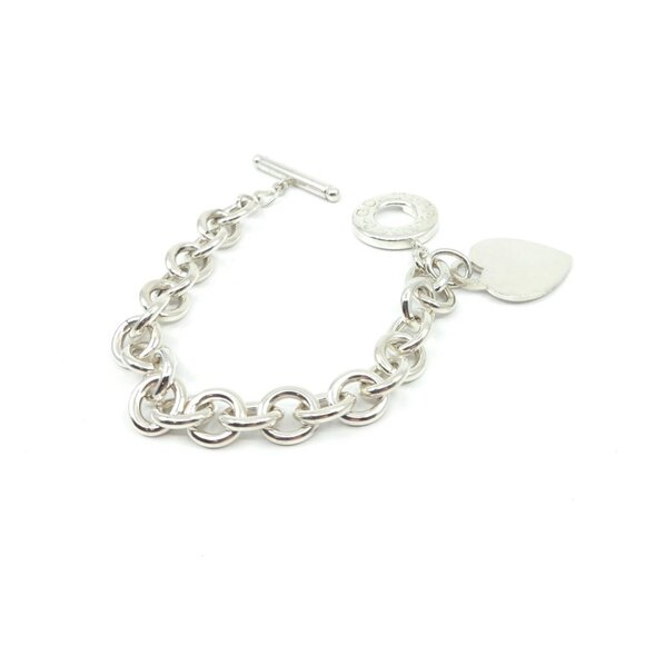 Tiffany & Co Sterling Silver Return to Tiffany Toggle Engravable Heart Bracelet - Picture 9 of 15
